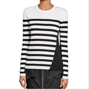 Rag & Bone Cecilee Black/Ivory Merino Wool Blend Pullover Sweater Size XS